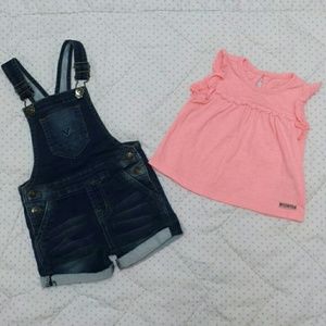 Hudson Denim Short Overalls and Top Set Size 18M